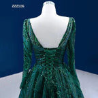 Muslim Dark Green Luxury Beaded Appliques Lace Up Ball Gowns Wedding Dress 2025 High End Custom Made HM222106