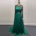 Muslim Grape Purple Luxury Evening Dresses Gowns 2025 High Split Satin For Women Party LA71456