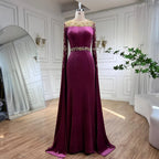 Muslimischen Grün Cape Ärmeln Abendkleider Kleider 2025 Perlen Elegante Meerjungfrau Velours für Frauen Party LA71452 