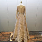 Vestido de noche musulmán gris, corte A, sexy, escote en V, de lujo, con cuentas, para mujer, fiesta 2025, LA71802 