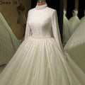Vestidos de novia musulmanes de manga larga color marfil 2025, vestidos de novia de lujo de alta gama con cuentas, HA2467, hechos a medida 