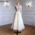 Muslim Ivory Luxury Evening Dresses Gowns 2025 A-Line Ankle-Length Beaded Formal Woman Wedding Party LA71111