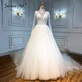 Vestidos de novia musulmanes de lujo color marfil 2025, corte A, con cuentas, HA2499, hechos a medida 