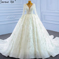 Vestidos de novia musulmanes de lujo en marfil 2025 con cuentas y perlas, vestido de novia HM67260, hecho a medida 