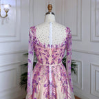 Vestidos de noche largos de lujo de Dubái, color lila, corte A, cuello redondo, con cuentas, para mujer, boda, fiesta, LA71958 