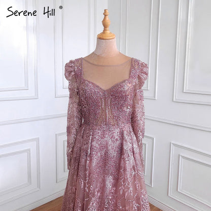 Muslim Luxury Blue Evening Dresses Gowns A-Line Beaded Lace 2025 For Women Party LA71312