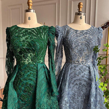 Muslim Luxury Green Mermaid Evening Dress with Overskirt  Arabic  For Women Wedding Party 2025 LA71610A