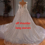 Muslimischen Luxus Elfenbein Brautkleider Kleider 2025 Kristall Perlen Sexy Braut Kleid HM67226 Nach Maß 