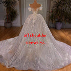 Muslimischen Luxus Elfenbein Brautkleider Kleider 2025 Kristall Perlen Sexy Braut Kleid HM67226 Nach Maß 