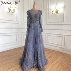 Vestidos de noche musulmanes de lujo en color rosa, corte A, con encaje y cuentas, para mujer, vestido de fiesta LA71312 