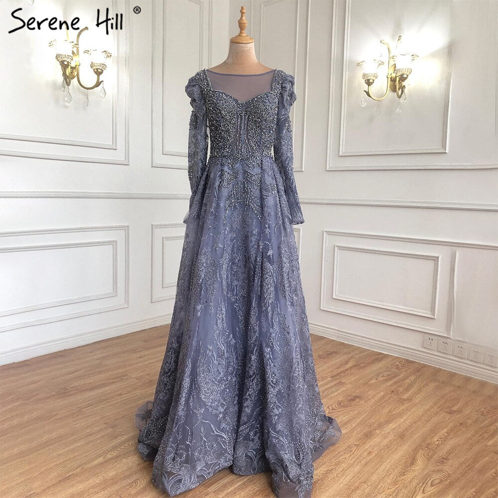 Vestidos de noche musulmanes de lujo en color rosa, corte A, con encaje y cuentas, para mujer, vestido de fiesta LA71312 