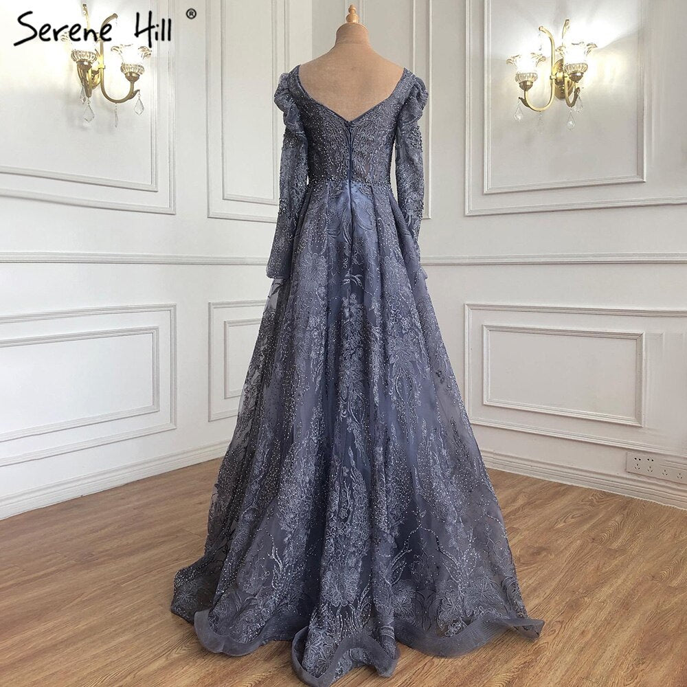 Vestidos de noche musulmanes de lujo en color rosa, corte A, con encaje y cuentas, para mujer, vestido de fiesta LA71312 