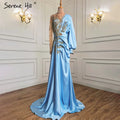 Vestido de noche musulmán de sirena color menta, elegante, con cuentas y sobrefalda de satén, talla grande 2025, para mujer, fiesta, LA71278