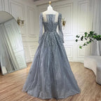 Vestidos de noche de lujo de Dubái con mangas largas en rosa empolvado para fiesta LA71915