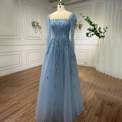 Serene Hill Muslimischen Rosa EINE Linie Perlen Luxus Dubai Lange Abendkleider Kleider Für Frau Hochzeit 