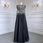 Vestidos de noche musulmanes de lujo con cuentas, corte A, color rosa, para mujer, para fiesta de boda, LA71290A 