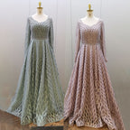 Muslim Pink A Line Luxury Beaded Sexy Sweetheart Evening Dresses Gowns For Women Party 2025 LA71811