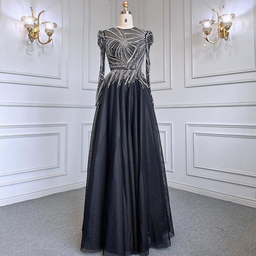 Vestidos de noche musulmanes rosas con cuentas, corte A, de lujo, 2025, para mujer, boda, fiesta, LA71290L 