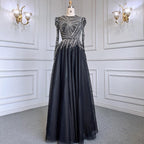 Vestidos de noche musulmanes rosas con cuentas, corte A, de lujo, 2025, para mujer, boda, fiesta, LA71290L 
