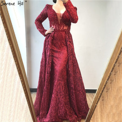 Muslim Pink Mermaid Elegant Luxury With Train Evening Party Wear Dresses Gowns 2025 For Women Plus Size LA70159