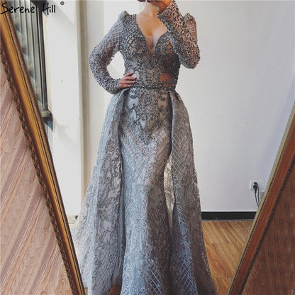 Muslim Pink Mermaid Elegant Luxury With Train Evening Party Wear Dresses Gowns 2025 For Women Plus Size LA70159