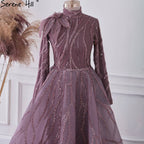 Muslim Purple Ankle Length Evening Dresses Gowns 2025 Beading Luxury For Women Party LA71151