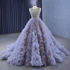 Muslim Purple Lace Up Beaded Luxury Ball Gown Elegant Bride Gowns Wedding Dress 2025 High End Custom Made HM222115