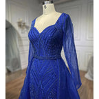 Muslimischen Royal Blau EINE Linie Schatz Perlen Luxus Dubai Abendkleider Kleider Für Frauen Hochzeit Party 2025 LA72221 