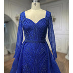 Muslimischen Royal Blau EINE Linie Schatz Perlen Luxus Dubai Abendkleider Kleider Für Frauen Hochzeit Party 2025 LA72221 