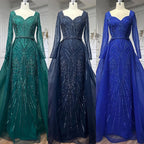 Muslimischen Royal Blau EINE Linie Schatz Perlen Luxus Dubai Abendkleider Kleider Für Frauen Hochzeit Party 2025 LA72221 