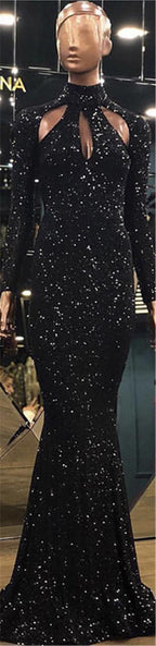 On Sale no return no refundSale Muslim Silver Mermaid Elegant Evening Dresses Gowns  2025 Long Sleeves Sparkle For Women Party LA70690