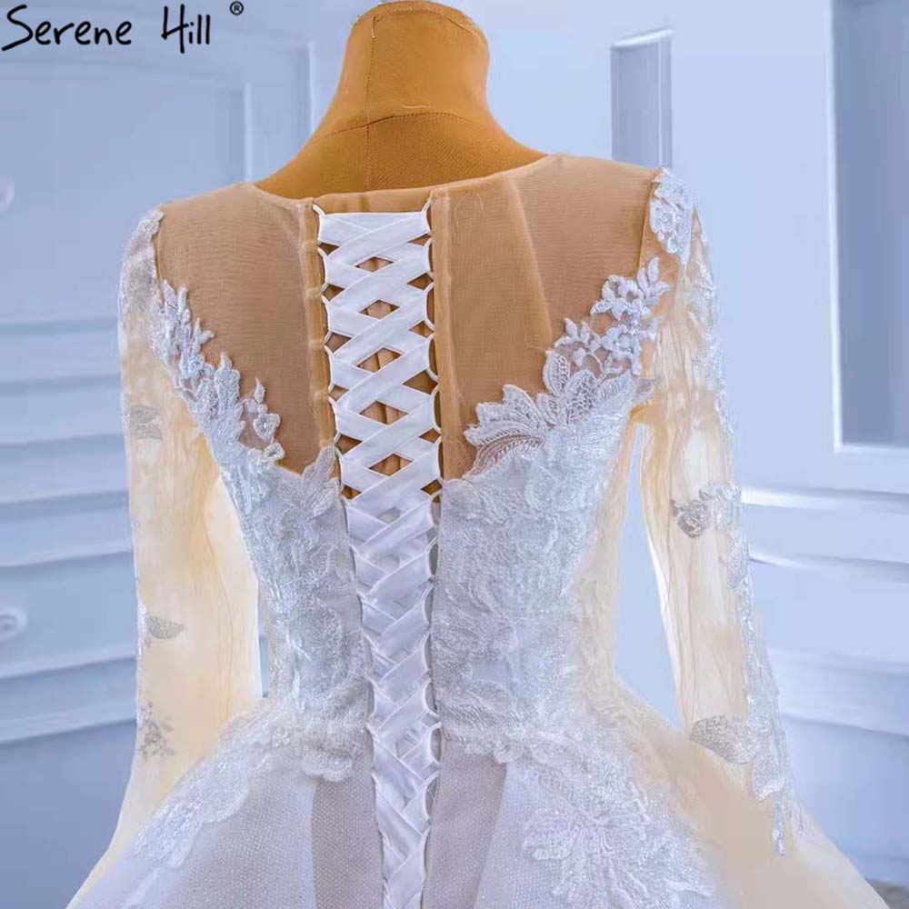 Vestido de novia musulmán blanco con sobrefalda, elegante vestido de novia de alta gama con encaje estilo sirena 2025 HM67416 