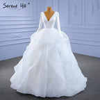 Muslim White Simple Wedding Dresses 2025 Ruched Lace Up High-end Bride Gowns HM67310 Custom Made