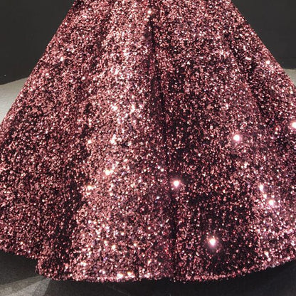 Muslim Wine Red Sequined Wedding Dresses 2025 Long Sleeves Luxury Sparkle Bridal Gowns HA2522 Custom Made