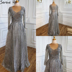 Muslimischen Rosa Mit Zug Abendkleider 2025 Elegante A-linie Perlen Luxus Für Frauen Party LA70773 