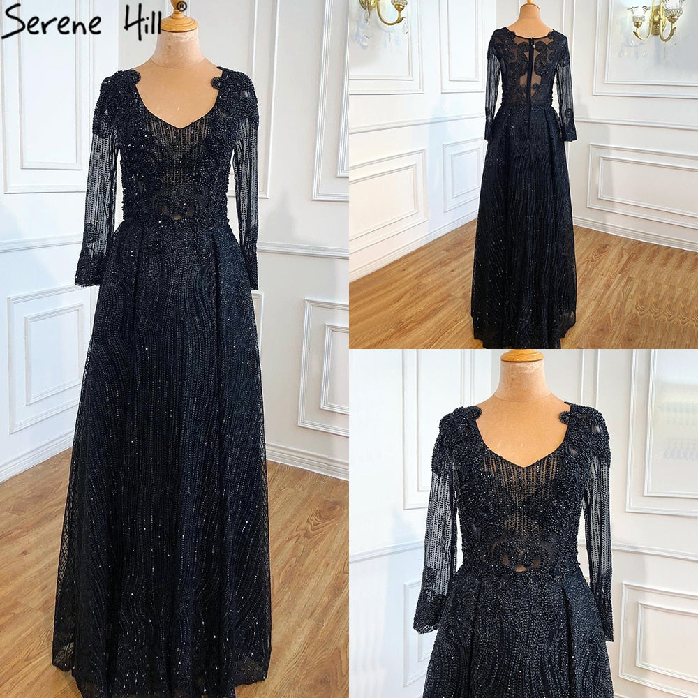 Muslimischen Rosa Mit Zug Abendkleider 2025 Elegante A-linie Perlen Luxus Für Frauen Party LA70773 