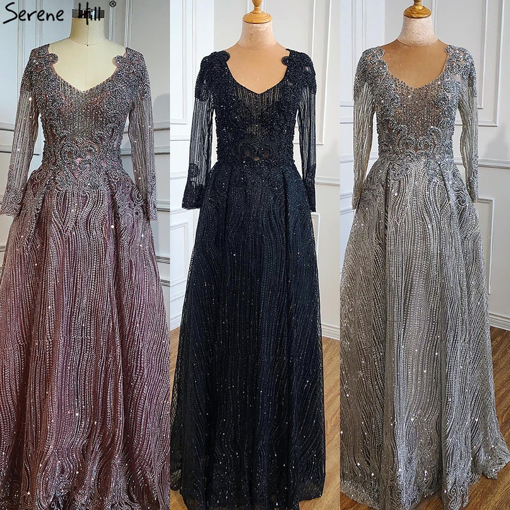 Muslimischen Rosa Mit Zug Abendkleider 2025 Elegante A-linie Perlen Luxus Für Frauen Party LA70773 
