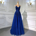 Vestido de noche elegante de sirena azul marino con tirantes finos, espalda descubierta y cordones, para mujer, fiesta, LA71641 