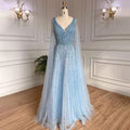 Luxury Nude Dubai Evening Dress with Cape Sleeves LA71567