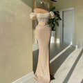 Nude Mermaid Elegant Boat Neck Beaded Luxury Dubai Evening Dresses Gowns For Women Wedding Party 2025 LA72318C