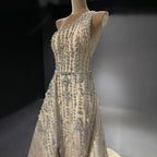 Nude Mermaid Elegante Abendkleider Kleider 2025 Perlen Luxus One-Shoulder Für Frauen Party LA71538 