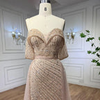 Nude Mermaid Elegant Mit Überrock Off Schulter Perlen Split Abendkleider Kleider Für Frau Party 2024 LA71728 