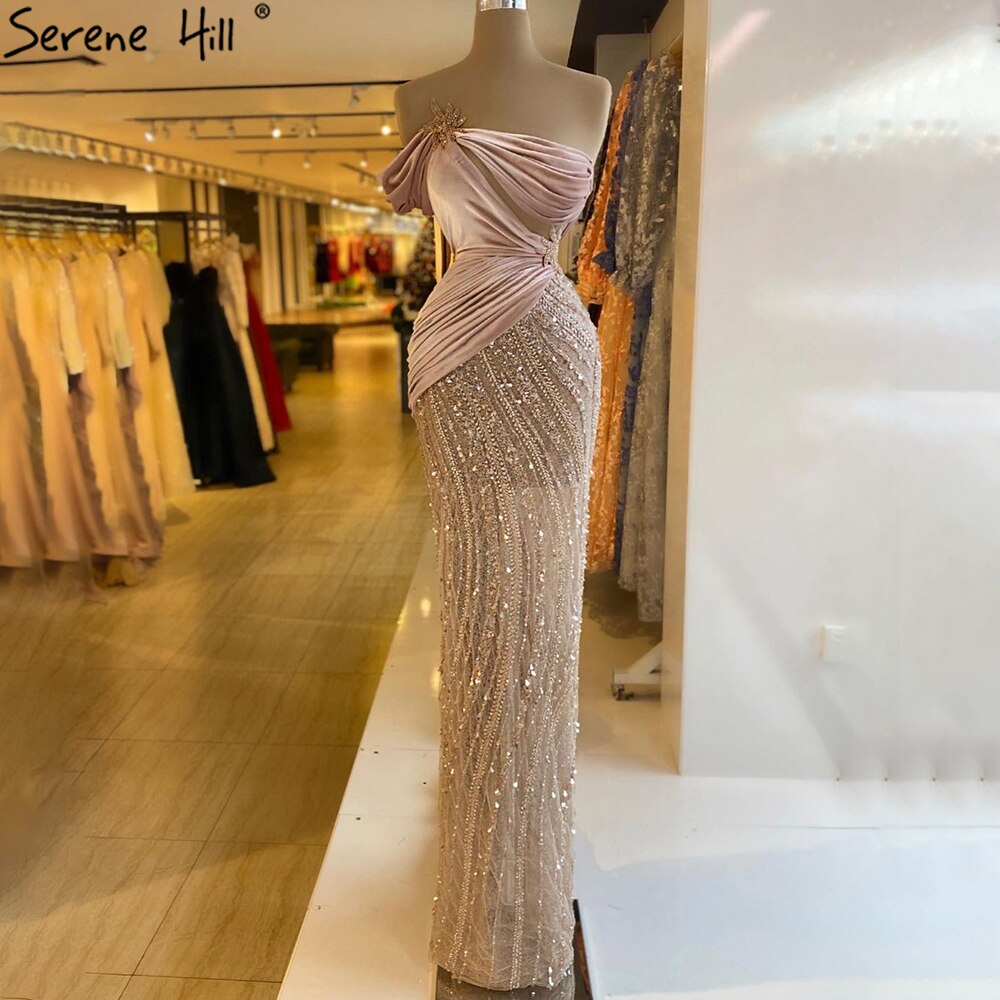 Nude Rosa Meramid Abendkleider Kleider 2025 Luxus Perlen Elegante Für Frauen Party LA71095 