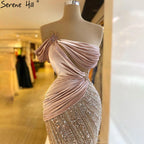 Nude Rosa Meramid Abendkleider Kleider 2025 Luxus Perlen Elegante Für Frauen Party LA71095 