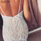 Nude White Mermaid Abendkleider Kleider 2025 Spaghetti Strap Luxus Elegant Für Frauen Party LA70214 