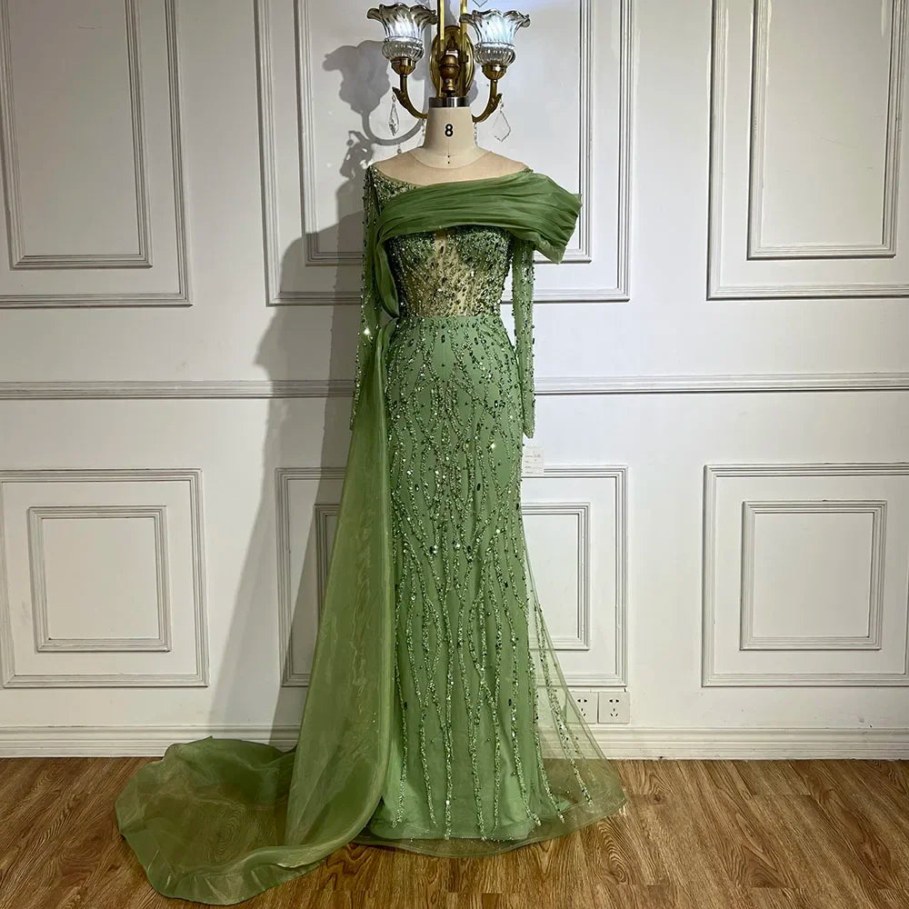 Oliver Green Meerjungfrau Bodenlangen Luxus Perlen Perlen Abendkleider Kleider Für Frauen Hochzeit Party 2025 LA72396 