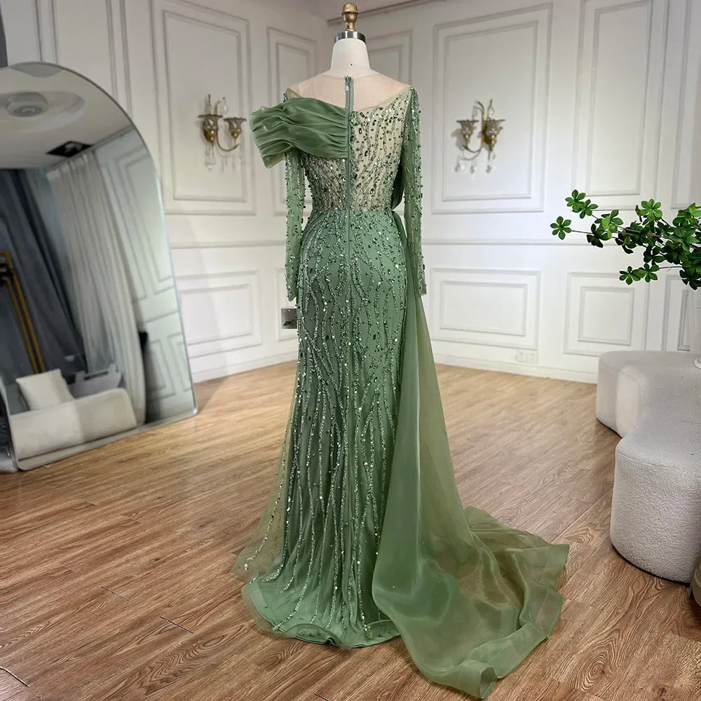 Oliver Green Meerjungfrau Bodenlangen Luxus Perlen Perlen Abendkleider Kleider Für Frauen Hochzeit Party 2025 LA72396 