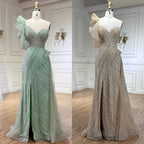 One-Shoulder Nude Meerjungfrau mit Überrock Perlen Abendkleid Kleid für Damen Hochzeit Party 2025 LA72389 