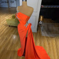 Orange High Split Meerjungfrau Abendkleider Kleider 2025 Eine Schulter Elegante Sexy Für Frauen Party LA70896 