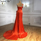 Orange High Split Meerjungfrau Abendkleider Kleider 2025 Eine Schulter Elegante Sexy Für Frauen Party LA70896 